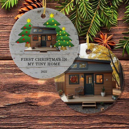 Maak je eigen Eerste Kerstmis in mijn Tiny Home Keramisch Ornament