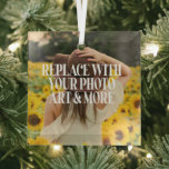 Maak je eigen eigen maatwerk glas ornament<br><div class="desc">Maak uw eigen douane gemaakt gepersonaliseerd uniek hangend ornament van Ricaso - voeg uw eigen foto en tekst toe ook groot voor bruiloften en andere gelegenheden. Vele stijlen om te kiezen van,  met inbegrip van enige en dubbele kant.</div>