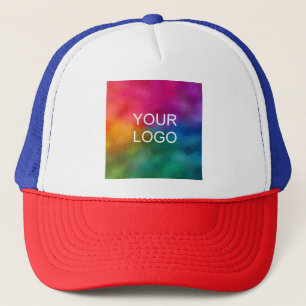 Maak je eigen elegante blauwe rode witte moderne trucker pet