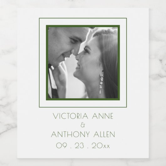 Maak Je Eigen Elegante Foto Groene Wijnlabel Wijn Etiket (Enkel label)