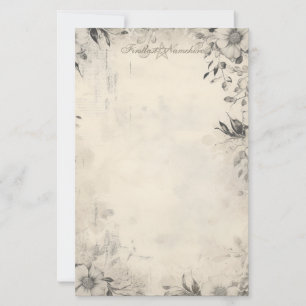 Maak je eigen Elegante Gotische Grijze Bloem Briefpapier