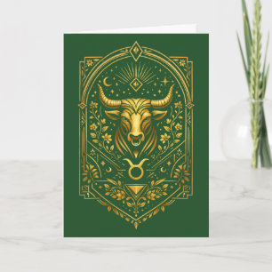 Maak je eigen elegante gouden Art Deco Stier Feestdagen Kaart