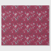 Maak je eigen elegante rode en grijze bladeren cadeaupapier (Vlak)