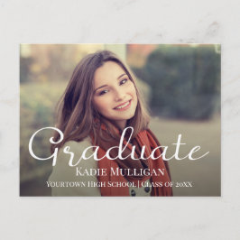 Maak je eigen elegante script afstudeerfoto aankondigingskaart