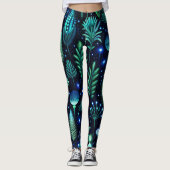 Maak je eigen etherische groene blauwe wilde bloem leggings (Voorkant)