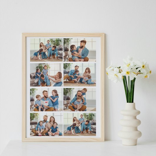 Maak je eigen familie aangepaste 8 foto collage poster