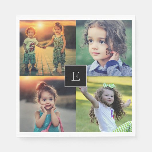 Maak je eigen familie foto collage met monogram servet (Voorkant)