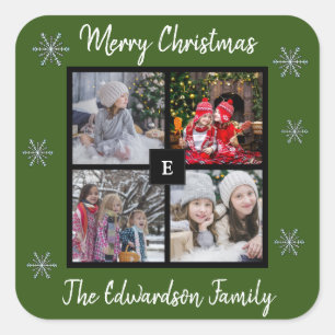 Maak je eigen familie foto Prettig Kerstfeest Vierkante Sticker