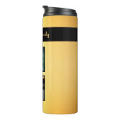 Maak je eigen familie fotocollage monogram goud thermosbeker (Geroteerd rechts)