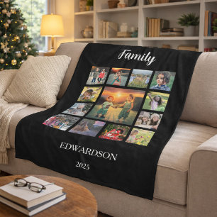 Maak je eigen familiefoto collage monogram naam fleece deken