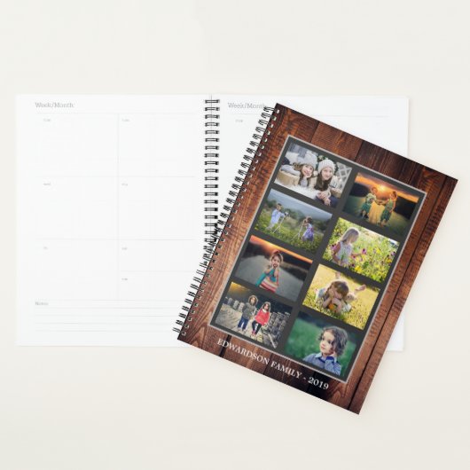 Maak je eigen familiefoto collage rustisch hout planner (Display)