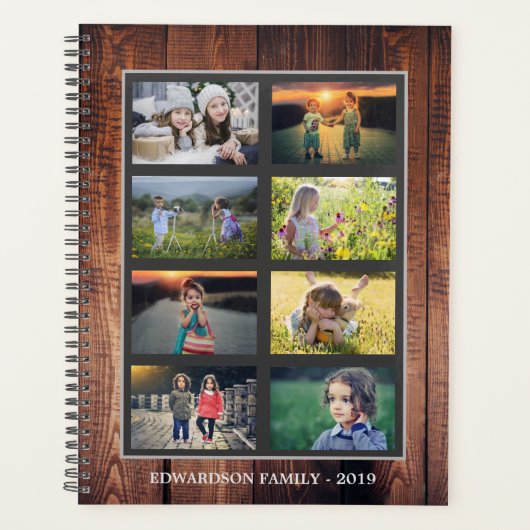 Maak je eigen familiefoto collage rustisch hout planner (Voorkant)