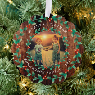 Maak je eigen familiefoto persoonlijke Kerstmis Ornament Kaart