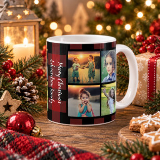 Maak je eigen familiefotocollage Kerstmis Koffiemok