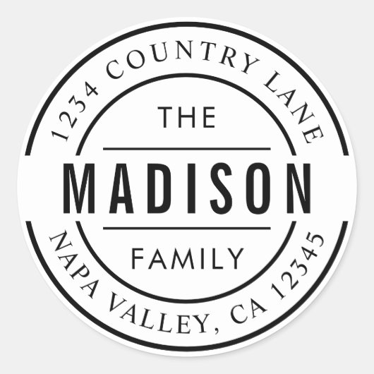 Maak je eigen familienaam retouradres ronde sticker (Voorkant)