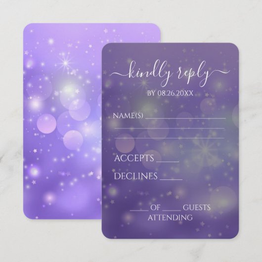 Maak je eigen feestelijke glinsterende Bokeh-achte RSVP Kaartje (Voorkant / Achterkant)