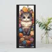 Maak Je Eigen Fluffy Kitten Boeklegger met Bloemen (Staand voorkant)