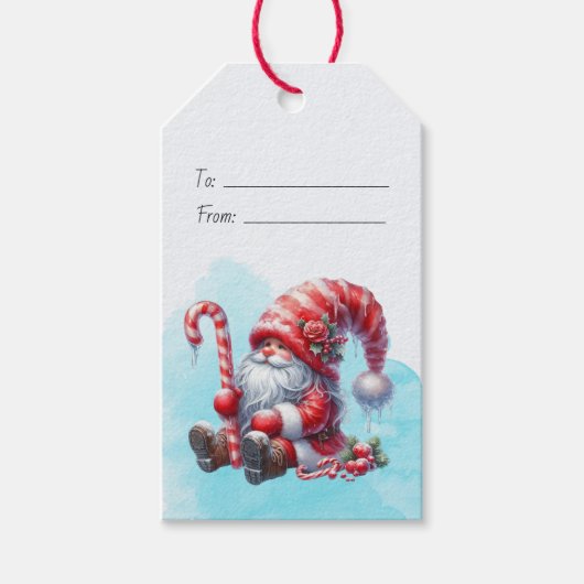 Maak Je Eigen Fluffy Pepermunt Kerst Dwerg Cadeaulabel (Voorkant)