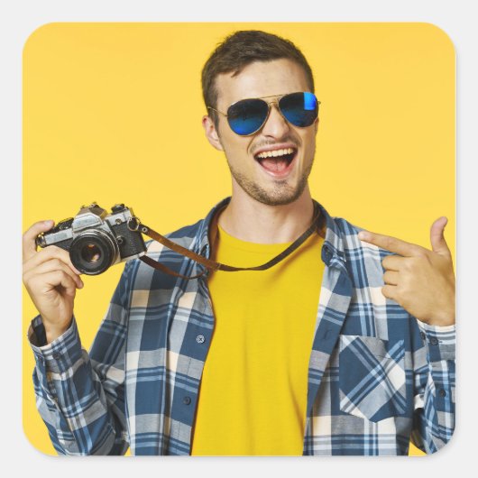 Maak je Eigen Foto Aangepaste Afbeelding Vierkante Sticker (Voorkant)