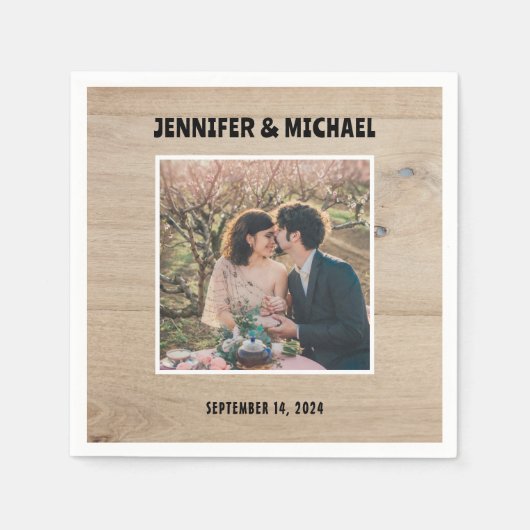 Maak je eigen foto bruid en bruidegom trouwen servet (Voorkant)