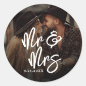 Maak Je Eigen Foto Bruiloft Ronde Sticker (Voorkant)