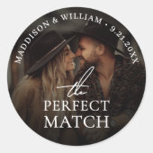 Maak Je Eigen Foto Bruiloft Ronde Sticker (Voorkant)