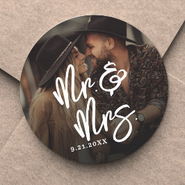 Maak Je Eigen Foto Bruiloft Ronde Sticker