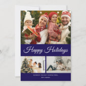 Maak Je Eigen Foto Collage Blauwe Achtergrond Feestdagenkaart (Voorkant)