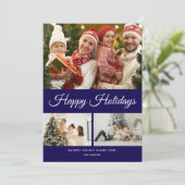 Maak Je Eigen Foto Collage Blauwe Achtergrond Feestdagenkaart (Staand voorkant)