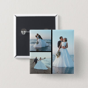 Maak Je Eigen Foto Collage Met 3 Foto's Vierkante Button 5,1 Cm