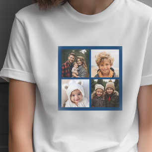 Maak Je Eigen Foto Collage - Navy 4 Foto's T-shirt