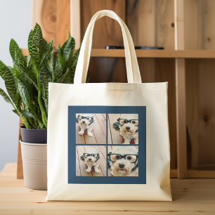 Maak Je Eigen Foto Collage - Navy 4 Foto's Tote Bag