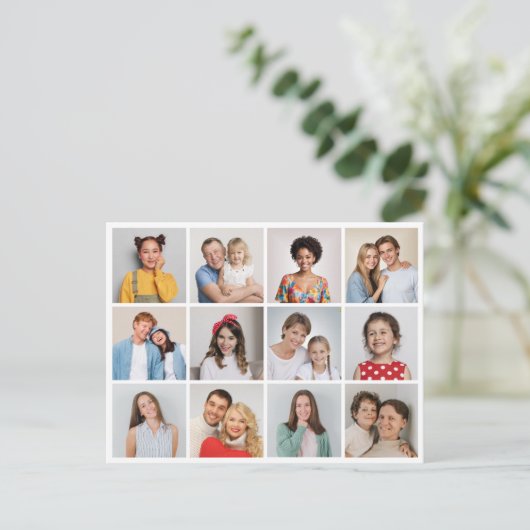 Maak Je Eigen Foto Collage van 12 Foto's Briefkaart (Staand voorkant)