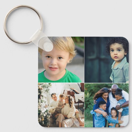 Maak Je Eigen Foto Collage van 4 Foto's Sleutelhanger (Voorkant)