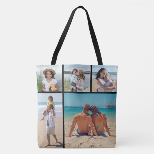 Maak Je Eigen Foto Collage van 5 Foto's Tote Bag (Voorkant)