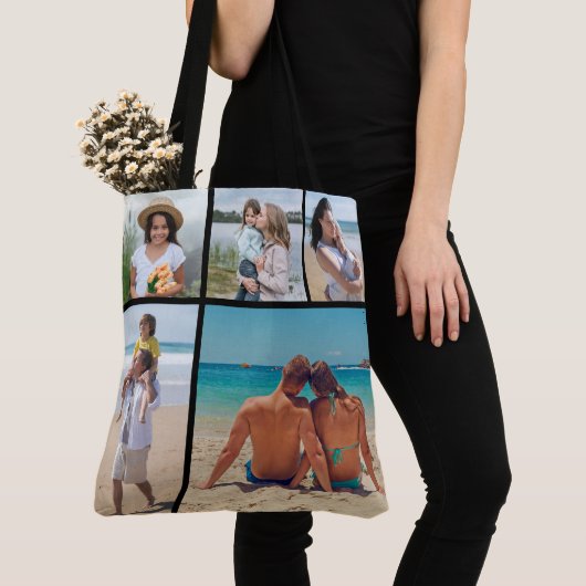 Maak Je Eigen Foto Collage van 5 Foto's Tote Bag (Dichtbij)
