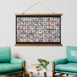 Maak Je Eigen Foto Collage van 60 Foto's Hangend Wandkleed