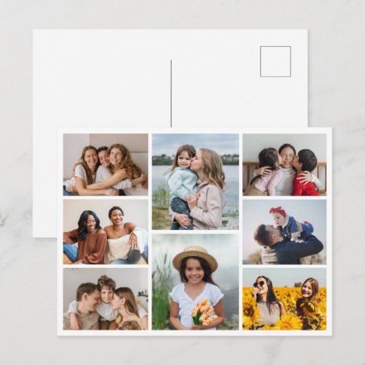 Maak Je Eigen Foto Collage van 8 Foto's Briefkaart (Voorkant / Achterkant)