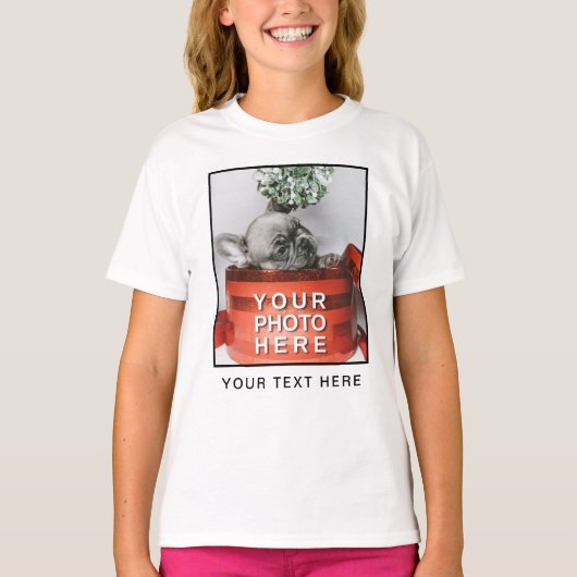 Maak Je Eigen Foto & Custom Tekst T-Shirt (Voorkant)