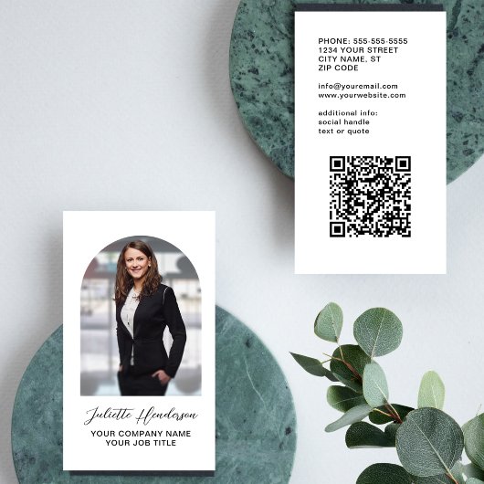 Maak je eigen foto-info QR-code modern elegant Visitekaartje