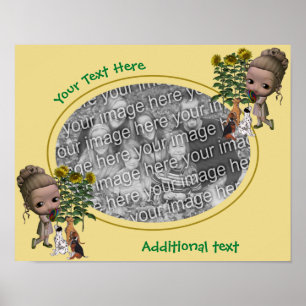 Maak Je Eigen Foto Meisje En Puppies Rand Poster