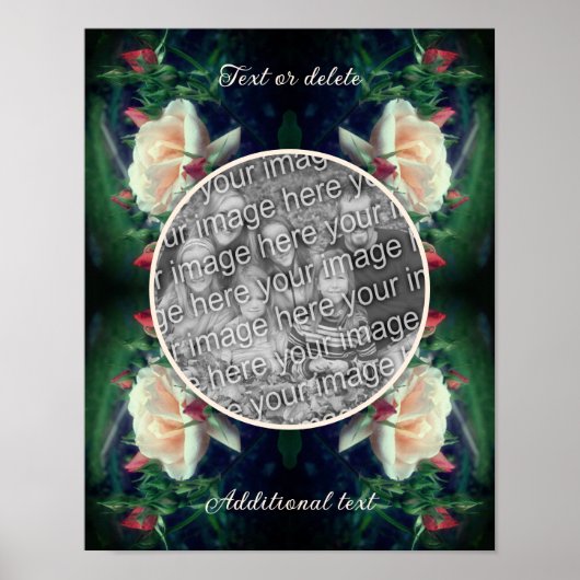 Maak Je Eigen Foto Perzik Roos En Knoppen Frame Poster (Voorkant)