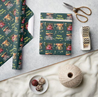 Maak je eigen foto Prettig kerstfeest script Cadeaupapier