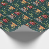 Maak je eigen foto Prettig kerstfeest script Cadeaupapier (Hoek)