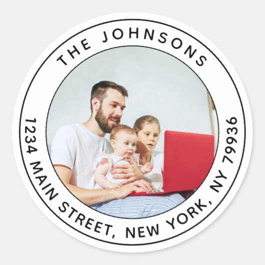 Maak je eigen foto ronde retouradres sticker (Voorkant)