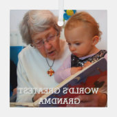 Maak je eigen foto van de beste oma ter wereld glas ornament (Achterkant)