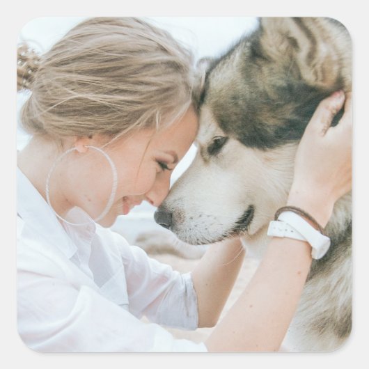 Maak Je Eigen Foto Vierkante Sticker (Voorkant)