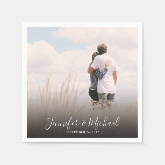 Maak je eigen fotobruid en bruidegom trouwfoto servet (Voorkant)