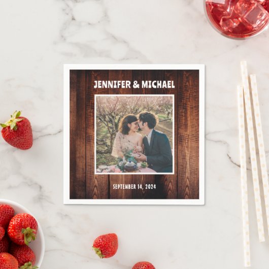 Maak je eigen fotobruid en bruidegom trouwfoto servet (Insitu)