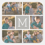 Maak Je Eigen Fotocollage - 6 Monogram Vierkante Sticker (Voorkant)